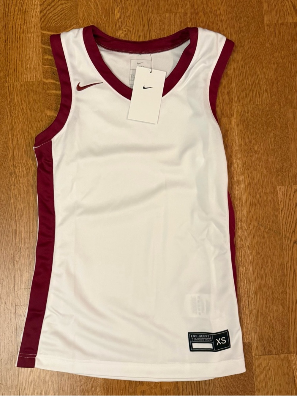 NWT Nike Dri-Fit Engineered Basketball Jersey Womens Size XS White Maroon